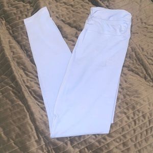 Pink high waist full length light blue leggings